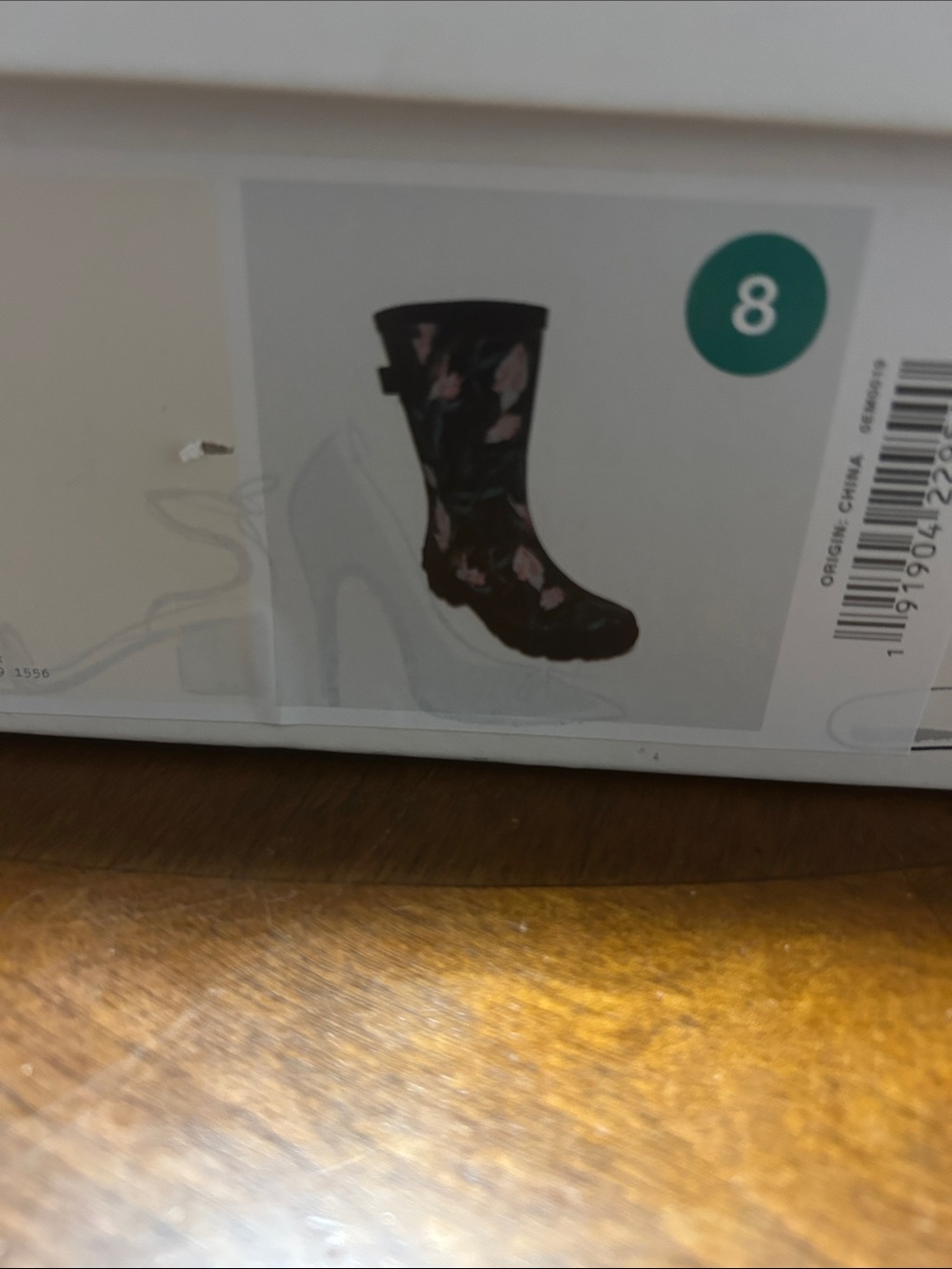 a new day Black Floral Women's Rain Boots with Pink Accents - Picture 4 of 5
